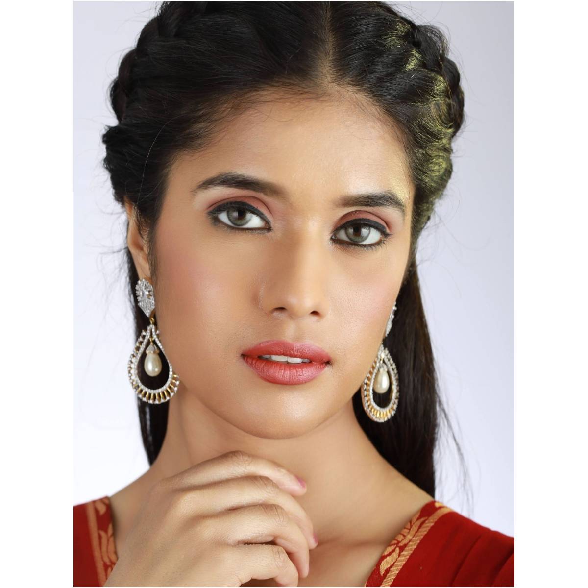 Aatmana White Gold Plated American Diamond Tear Drop Earrings