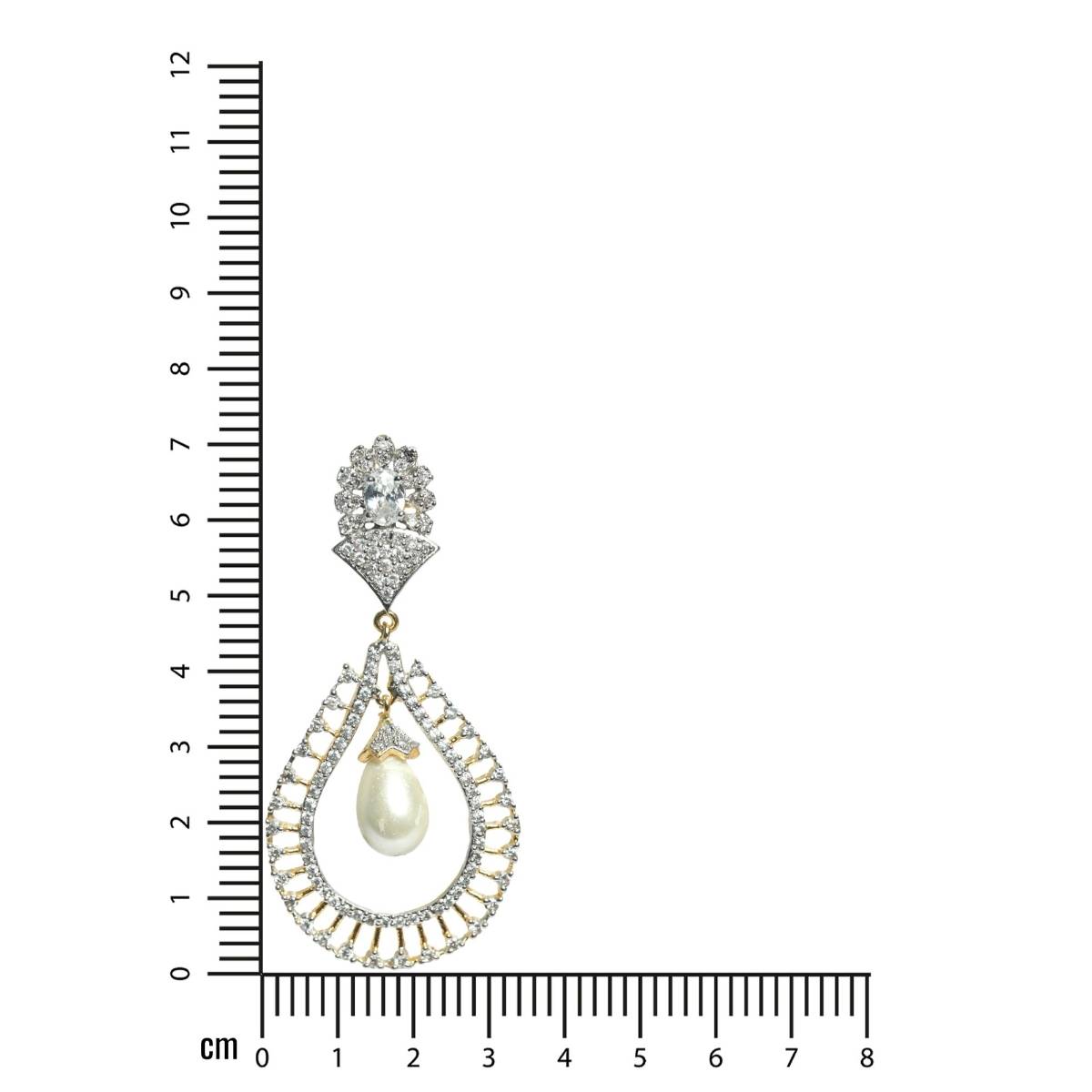 Aatmana White Gold Plated American Diamond Tear Drop Earrings