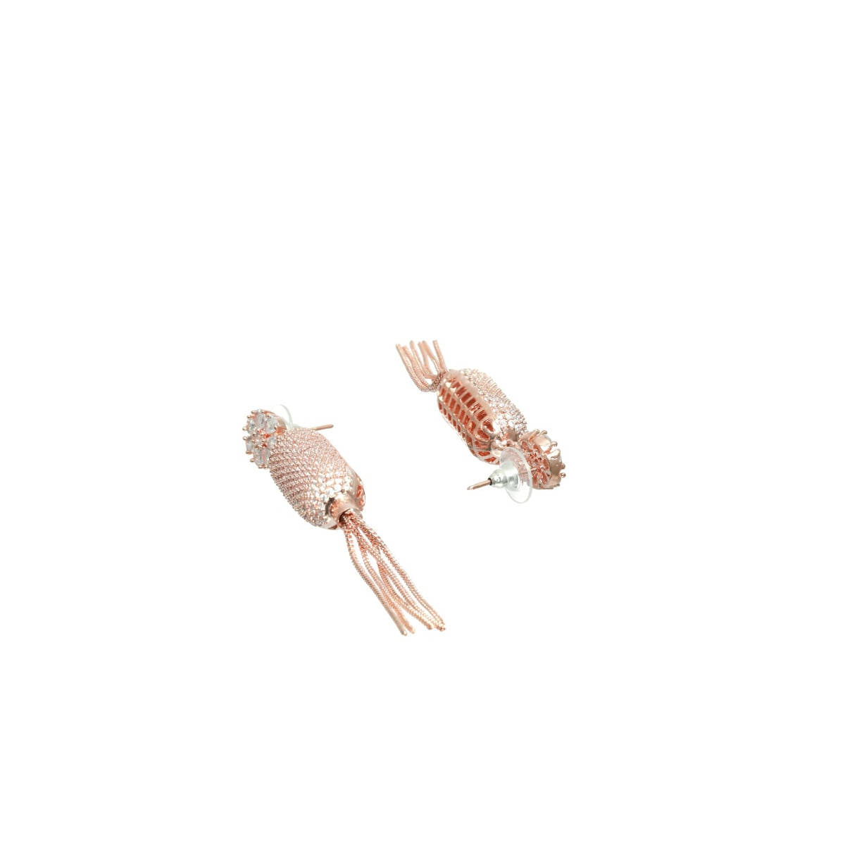 Aatmana Rose Gold Plated American Diamond Drop Earrings