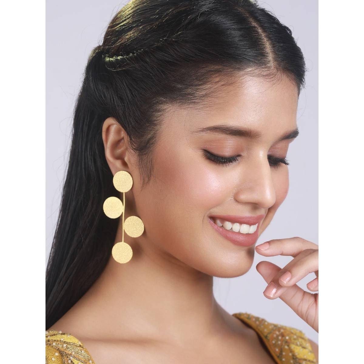 Aatmana Gold Plated Contemporary Drop Earrings