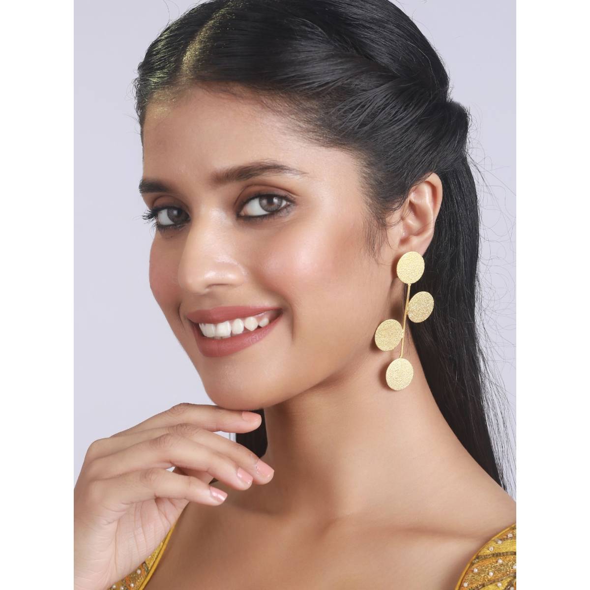 Aatmana Gold Plated Contemporary Drop Earrings