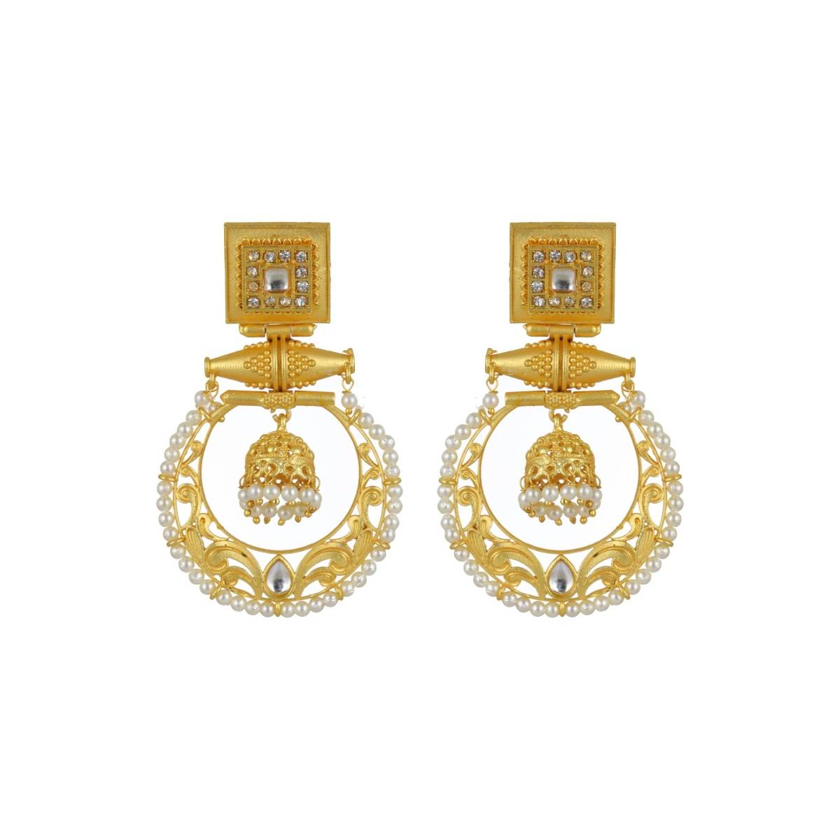 Aatmana Gold Toned Contemporary Drop Earrings