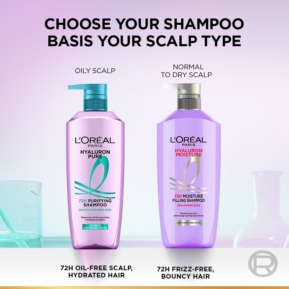 L’Oréal Paris Hyaluron Pure 72H Purifying Shampoo, For Oily Scalp & Dry Hair With Salicylic And Hyaluronic Acid (1000ml)