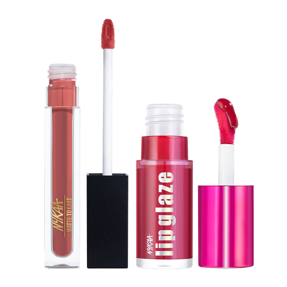 Nykaa Cosmetics Best of Lips Combo : Matte to Last Liquid Lipstick & Lip Glaze Gloss