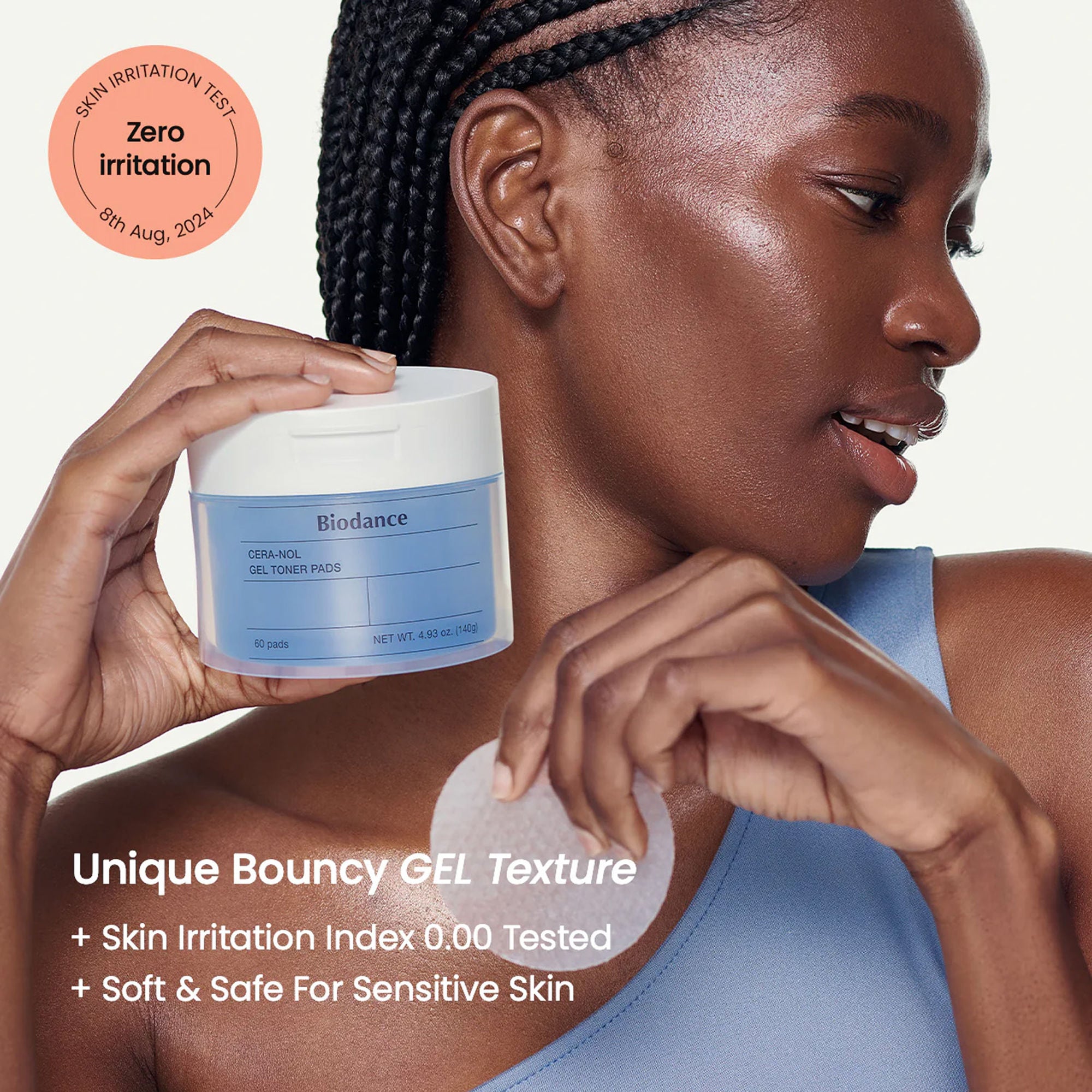 Biodance Cera-nol Gel Toner Pad, Hydrating & Soothing Korean Toner Pads, Hyaluronic Acid & Ceramides (140g)