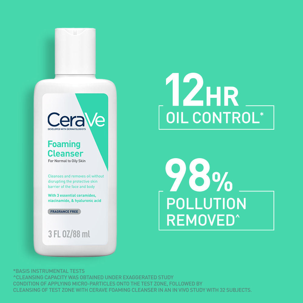 CeraVe Foaming Cleanser Face Wash For Oily Skin with Hyaluronic Acid, Ceramides & Niacinamide (88ml)