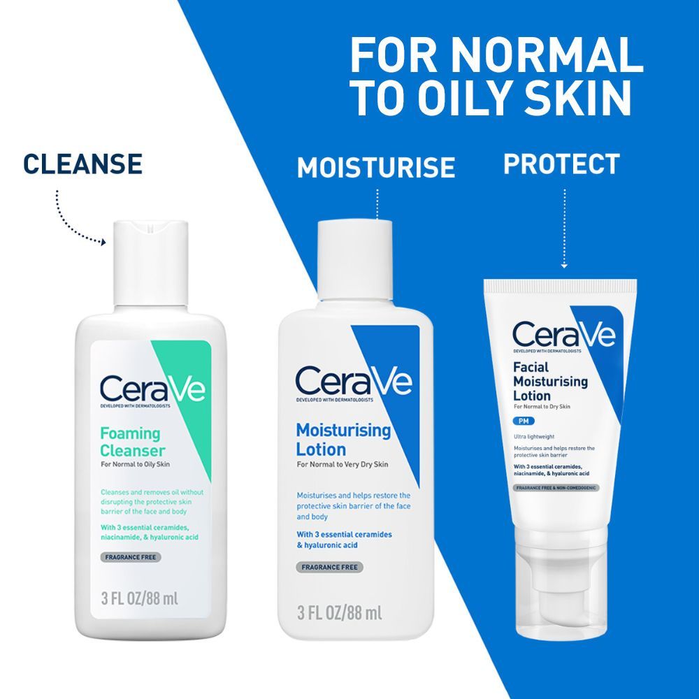 CeraVe Foaming Cleanser Face Wash For Oily Skin with Hyaluronic Acid, Ceramides & Niacinamide (88ml)