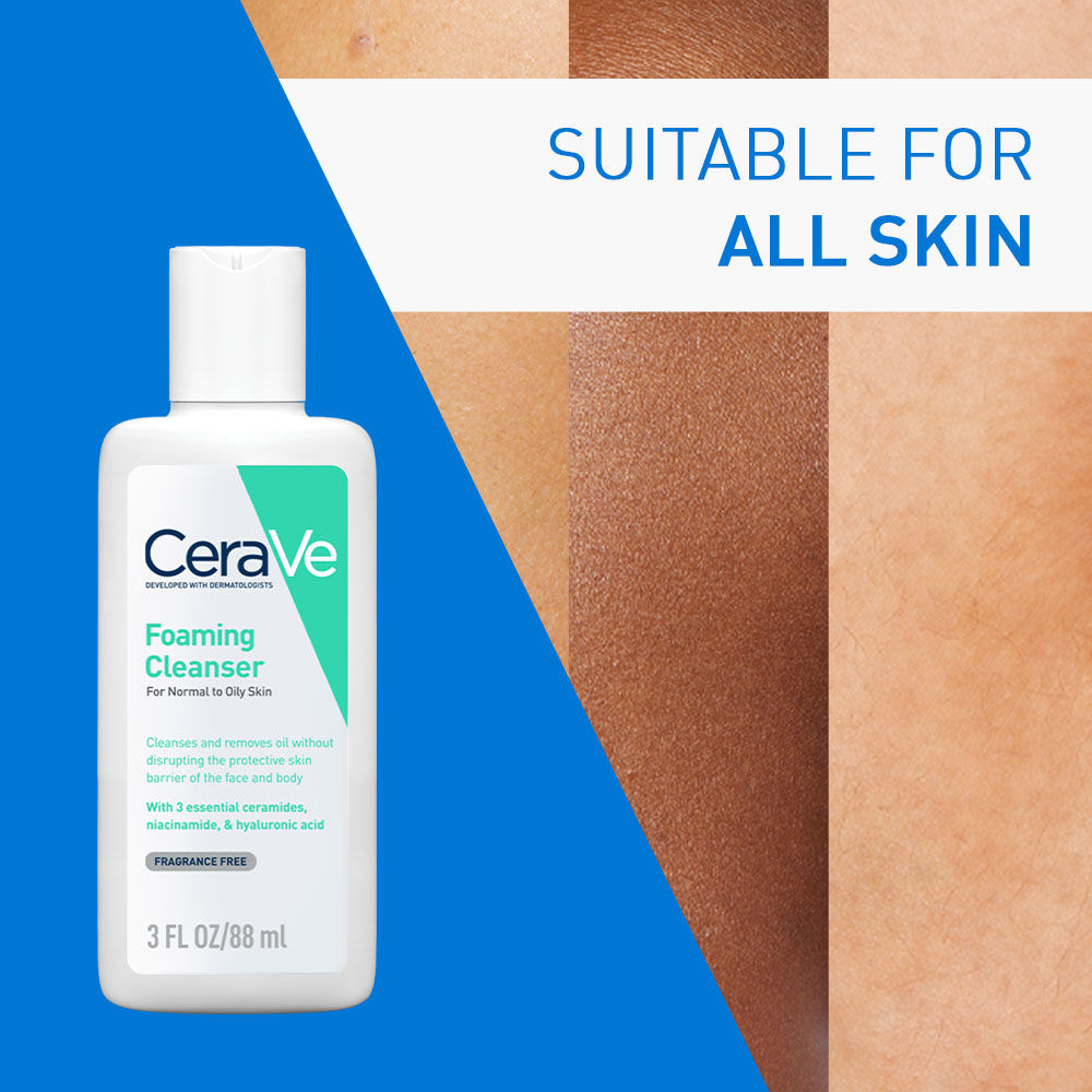 CeraVe Foaming Cleanser Face Wash For Oily Skin with Hyaluronic Acid, Ceramides & Niacinamide (88ml)