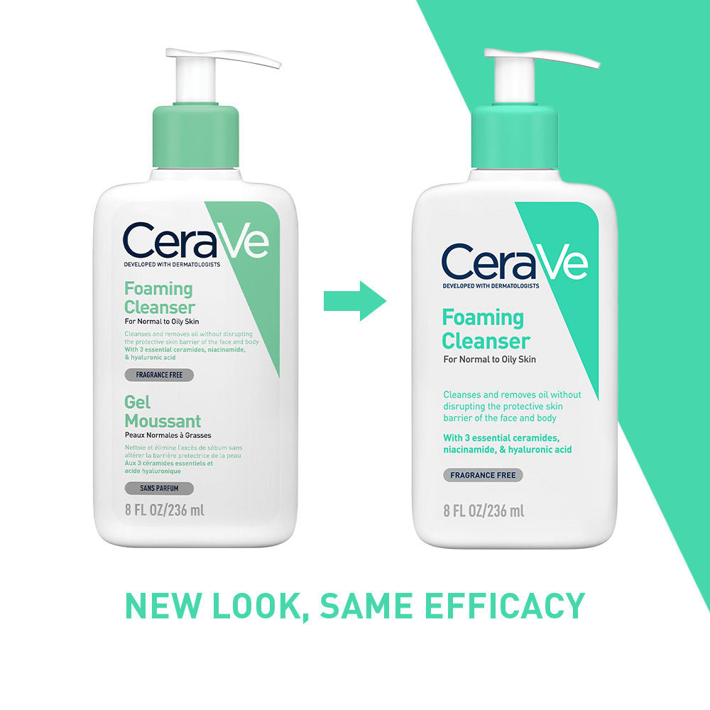 CeraVe Foaming Cleanser Face Wash For Oily Skin with Hyaluronic Acid, Ceramides & Niacinamide (236ml)