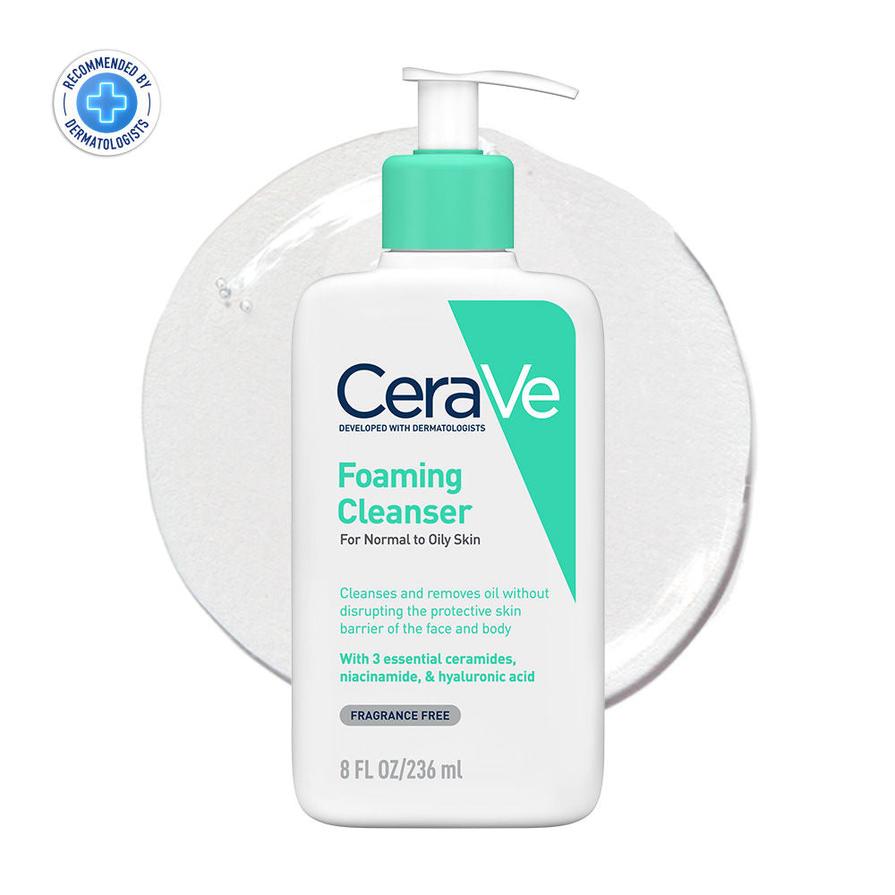 CeraVe Foaming Cleanser Face Wash For Oily Skin with Hyaluronic Acid, Ceramides & Niacinamide (236ml)