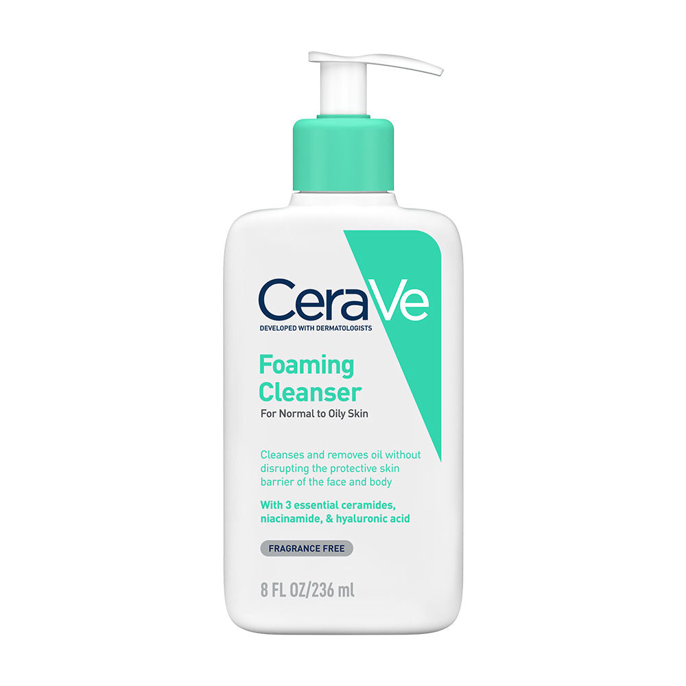 CeraVe Foaming Cleanser Face Wash For Oily Skin with Hyaluronic Acid, Ceramides & Niacinamide (236ml)