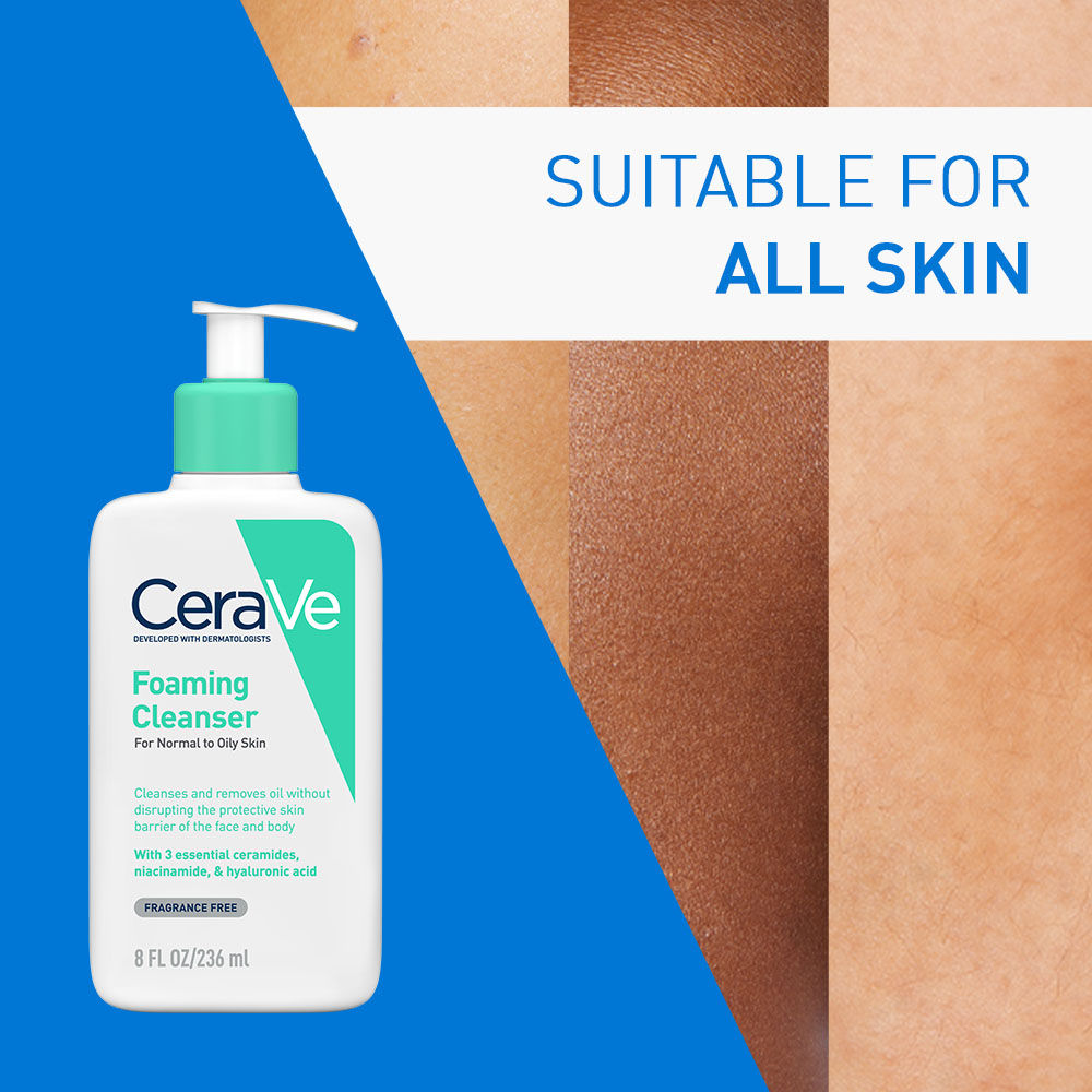 CeraVe Foaming Cleanser Face Wash For Oily Skin with Hyaluronic Acid, Ceramides & Niacinamide (236ml)