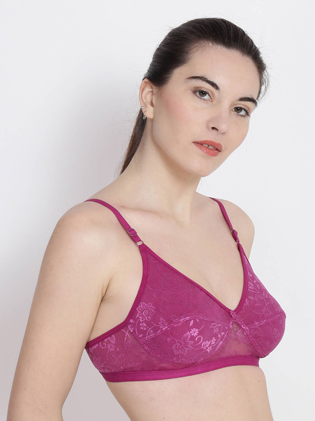 Abelino MAROON Non-Wired Non Padded full coverage Bra - Maroon (28B) · 28B
