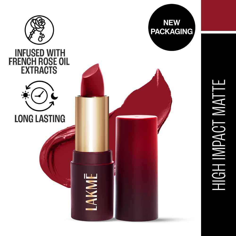 Lakme Forever Matte Lipstick, Made With French Rose Oil Extracts , Red Wine