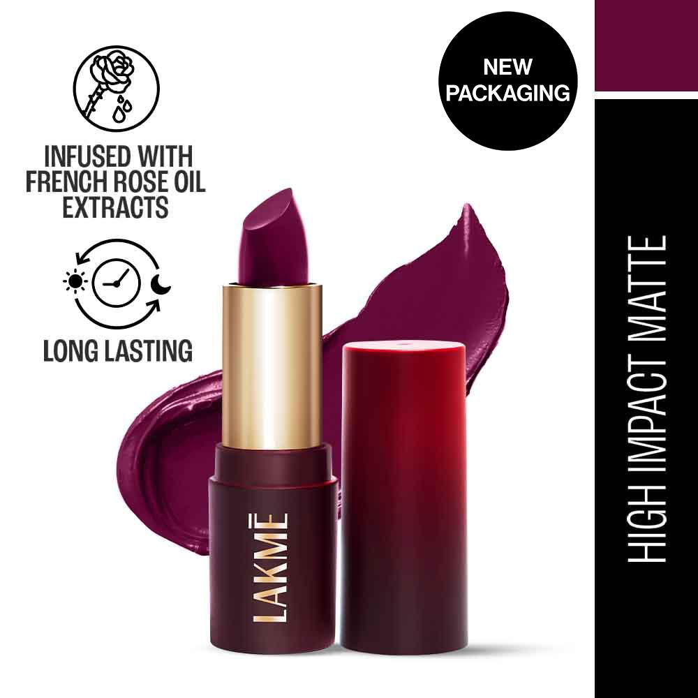 Lakme Forever Matte Lipstick, Made With French Rose Oil Extracts , Purple Diamond
