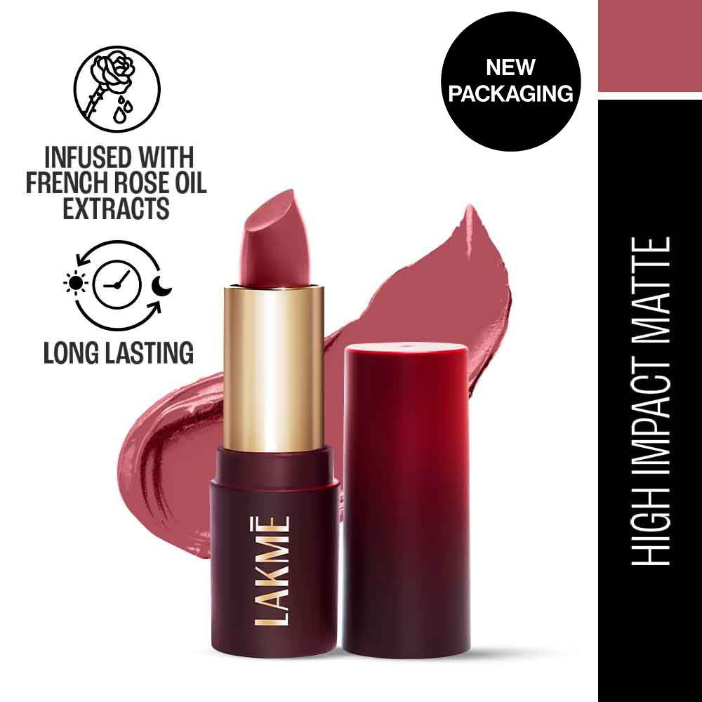 Lakme Forever Matte Lipstick, Made With French Rose Oil Extracts , Pink Flamingo