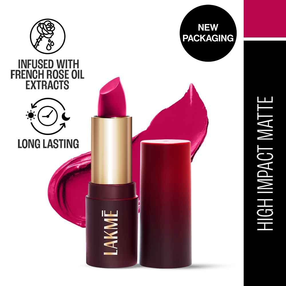 Lakme Forever Matte Lipstick, Made With French Rose Oil Extracts , Pink Petal