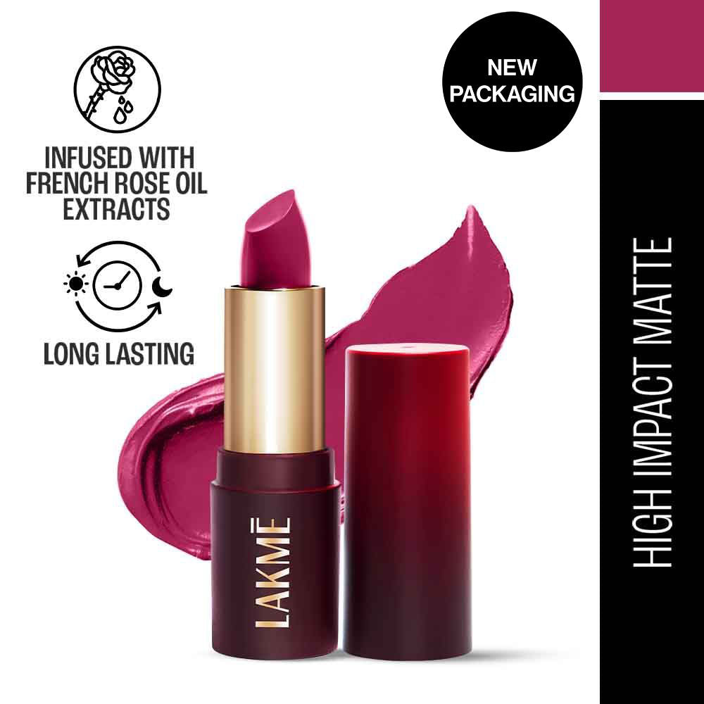 Lakme Forever Matte Lipstick, Made With French Rose Oil Extracts , Pink Unicorn