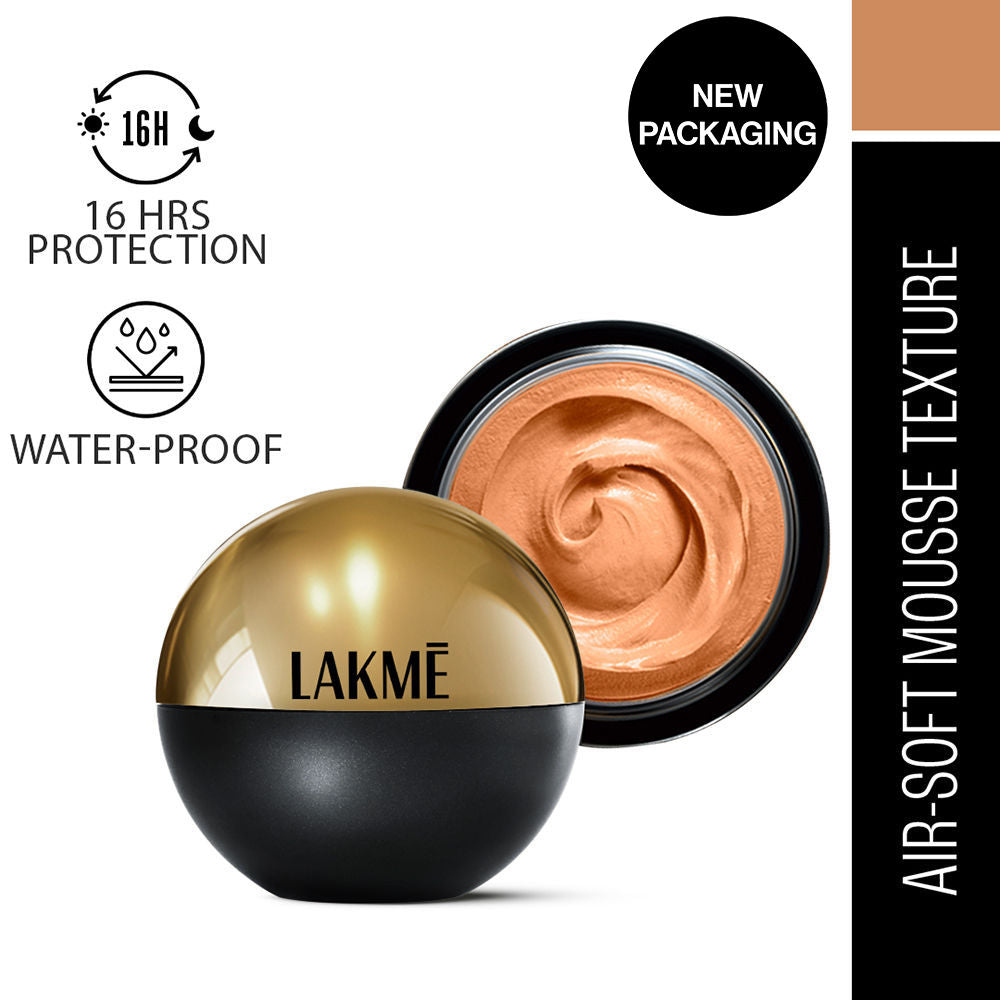 Lakme Xtraodin Airy Mattereal Mousse Foundation With SPF8, Waterproof, Lasts 16 Hr, 03 Golden Sand (25g)