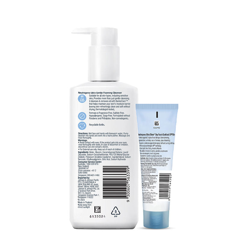 Neutrogena Ultra Gentle Foaming Cleanser + Sun Protection Combo (230ml)
