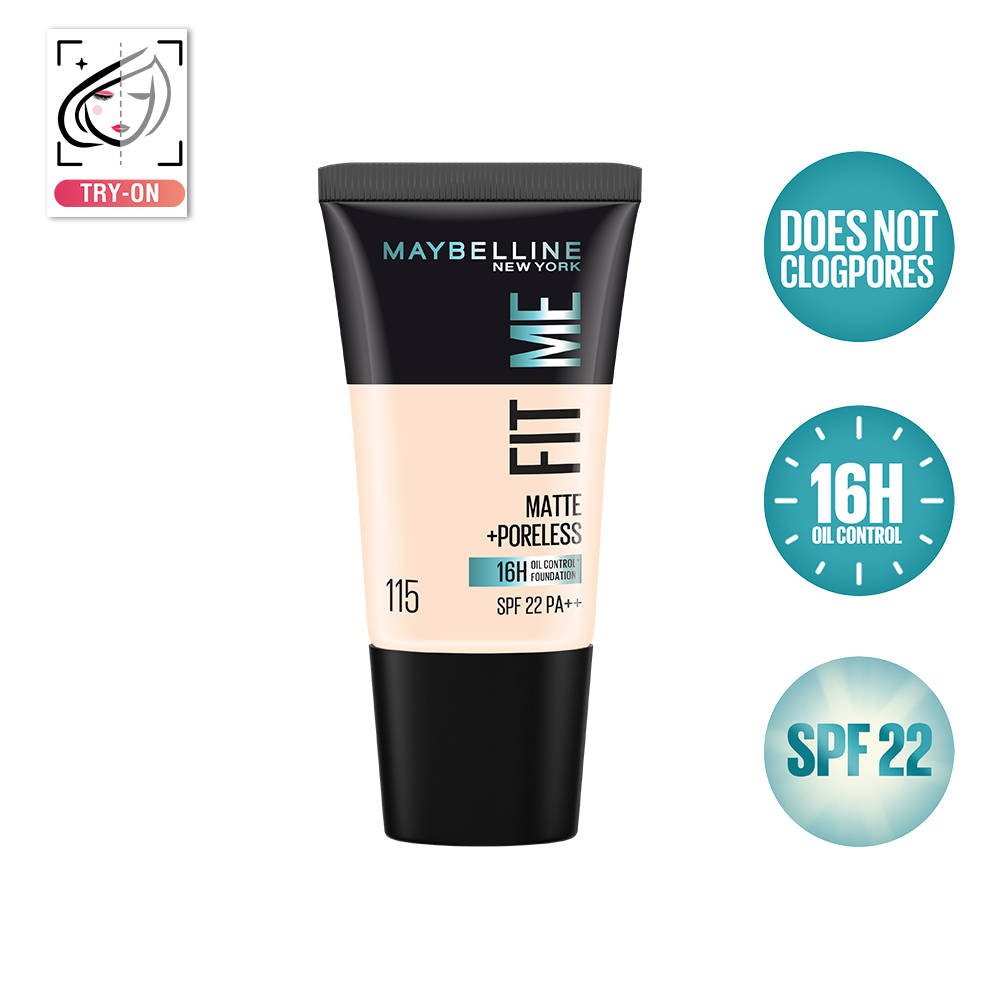 Maybelline New York Fit Me Matte + Poreless 16H Oil Control Foundation With SPF 22- 115 (18ml) · 115 Ivory