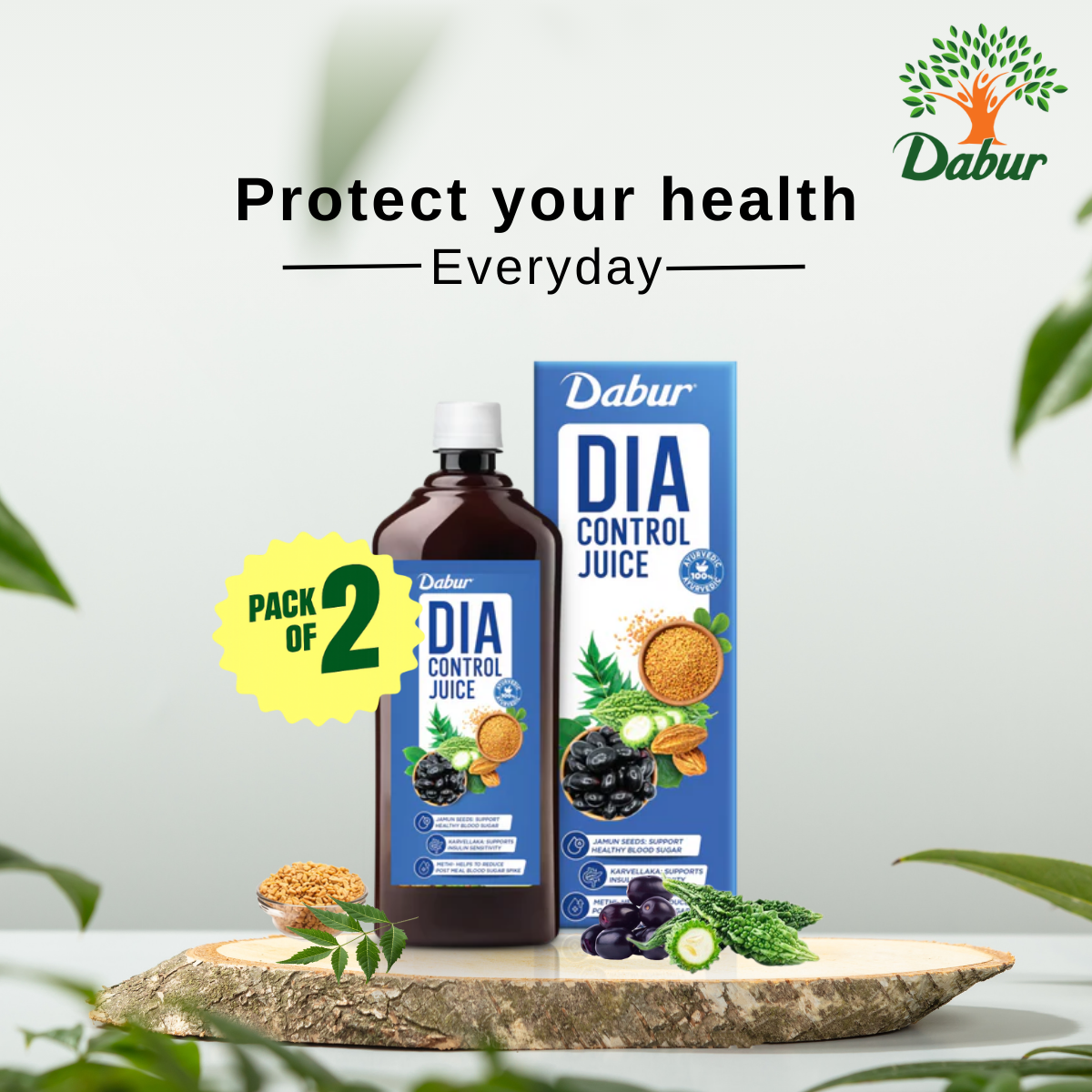 Dabur Dia Control Juice - Manage Blood Sugar Naturally Pack of 3 (1L)