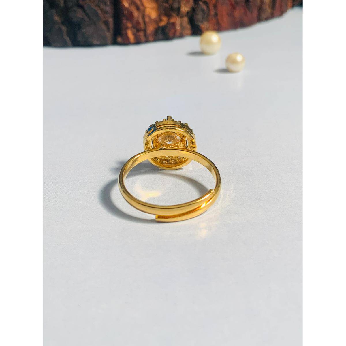 Abdesigns Luxurious High Quality Gold Plated Ring - White · Adjustable