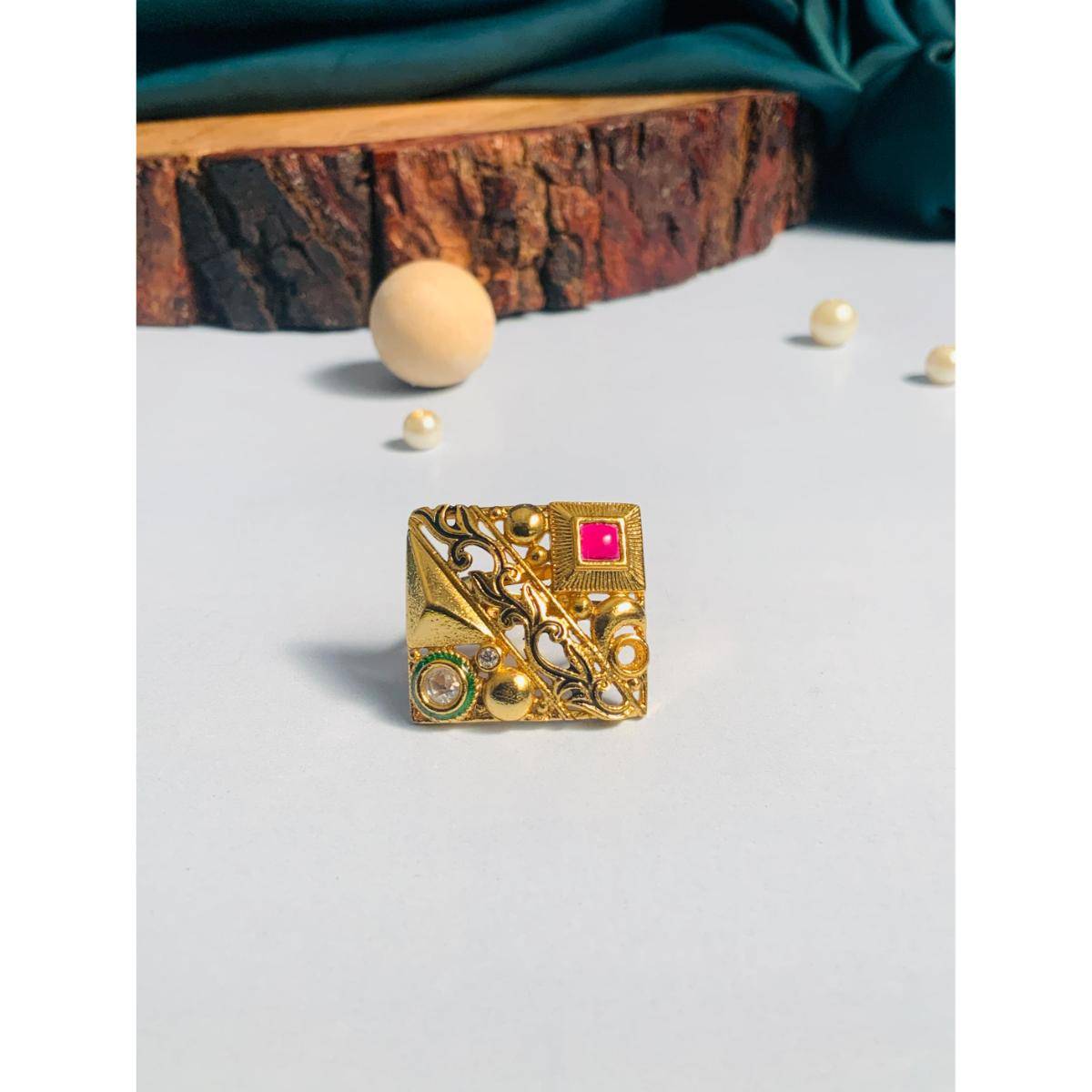 Abdesigns Artisanal High Quality Gold Plated Ring - Multi-Color