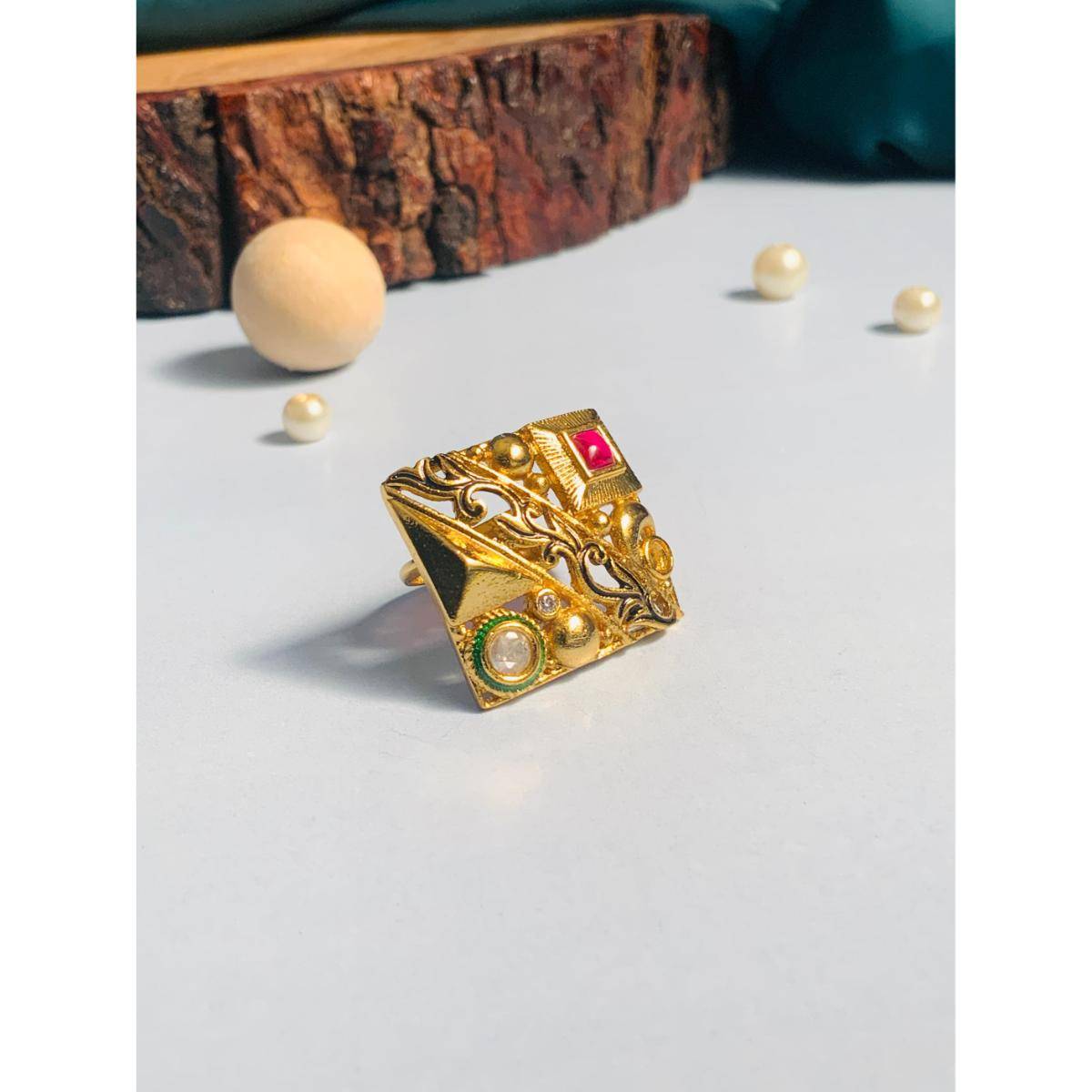 Abdesigns Artisanal High Quality Gold Plated Ring - Multi-Color