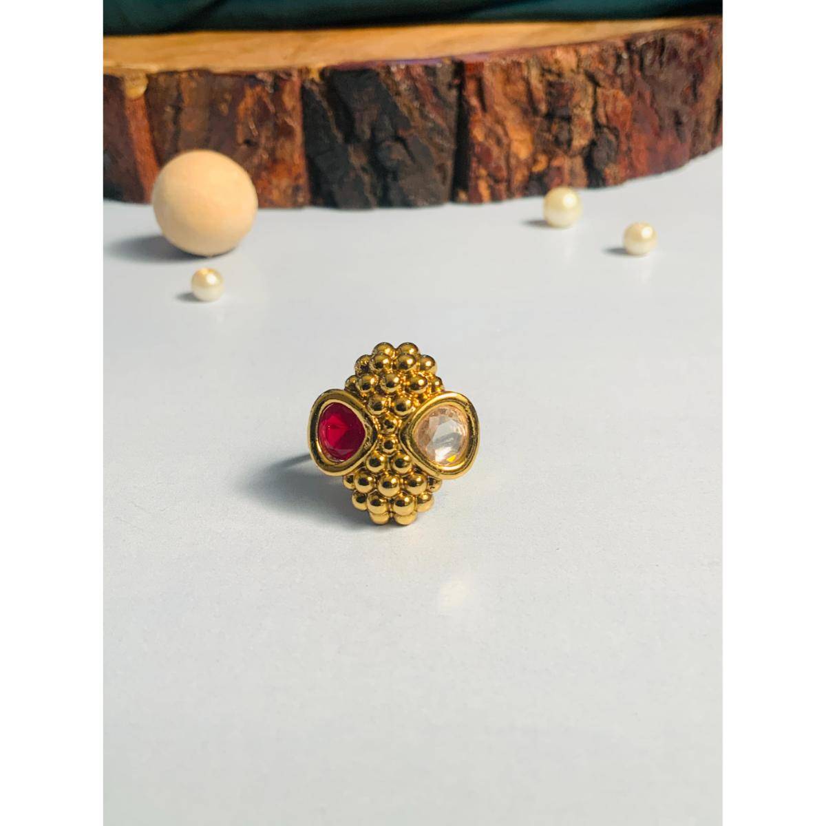 Abdesigns Contemporary High Quality Gold Plated Ring - Multi-Color · Adjustable