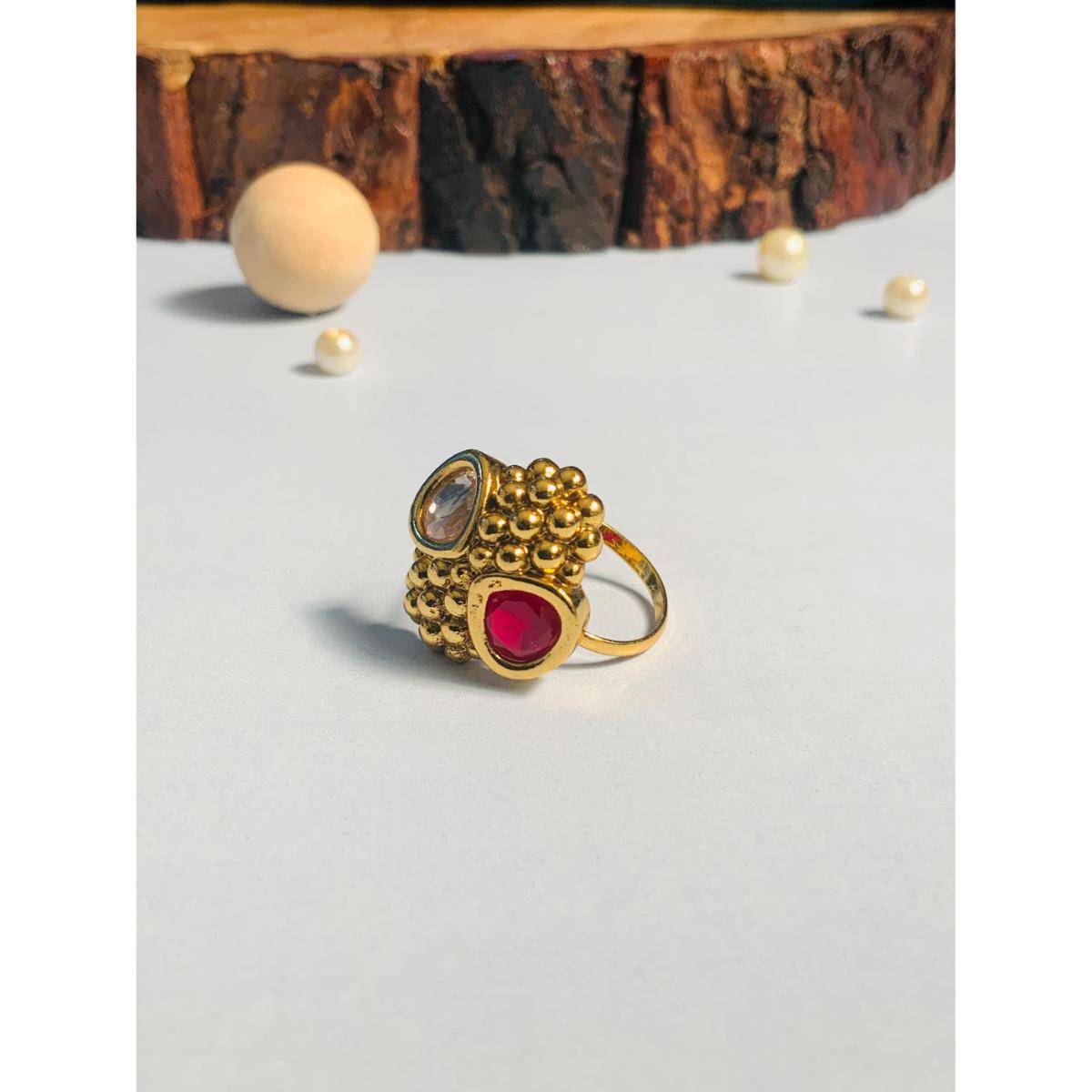 Abdesigns Contemporary High Quality Gold Plated Ring - Multi-Color · Adjustable