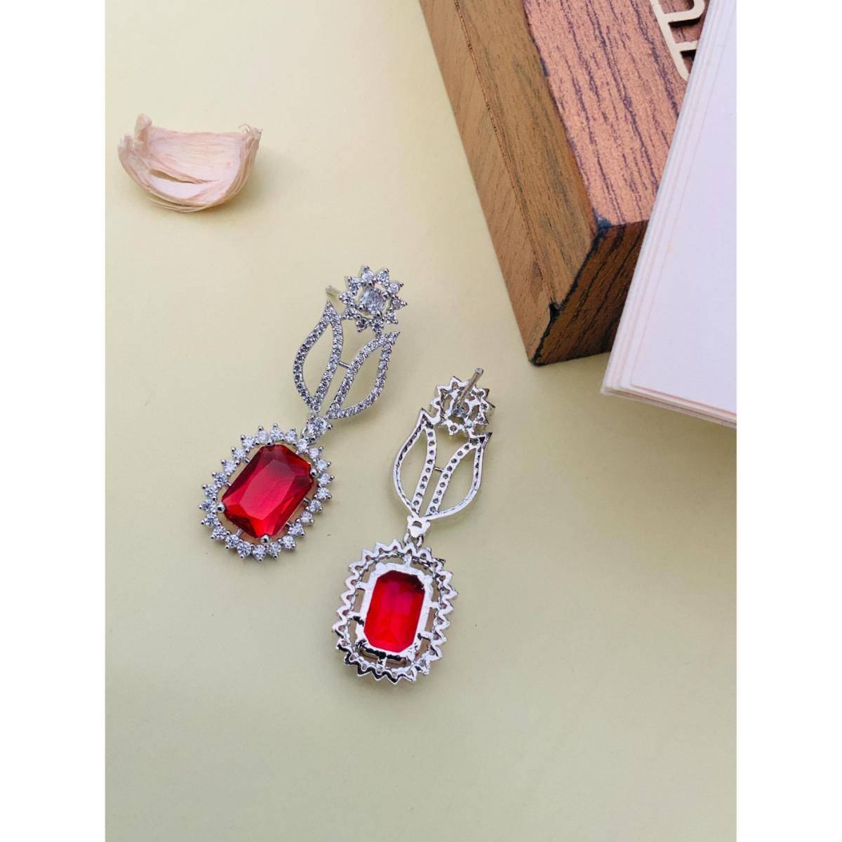 Abdesigns Enchanting Silver Plated American Diamond Necklace Set - Multi-Color