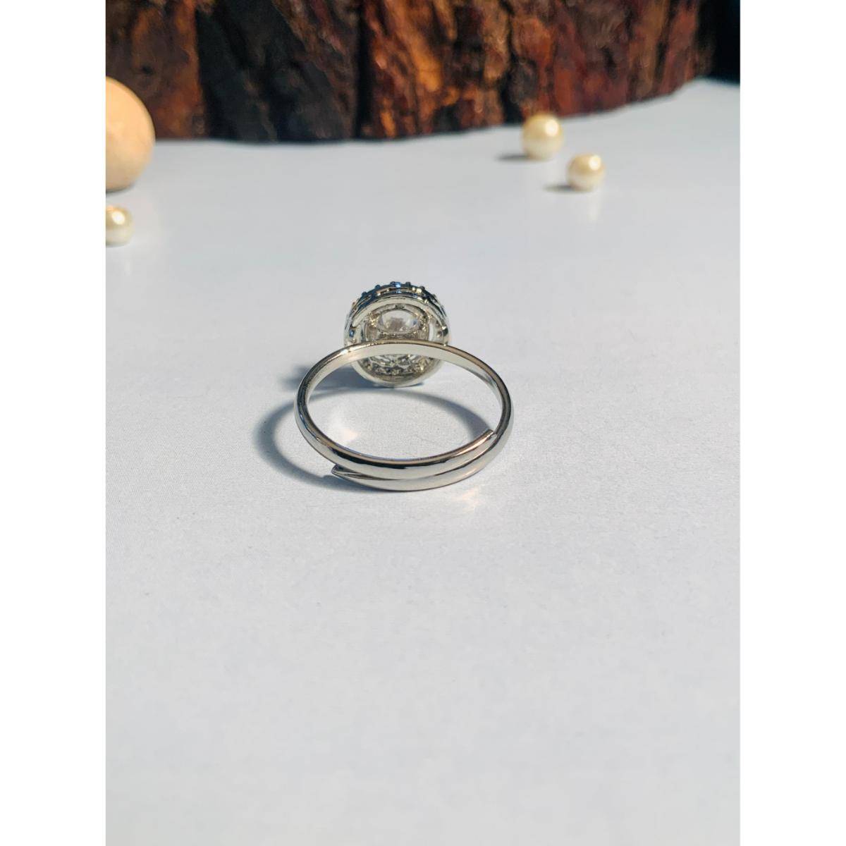 Abdesigns Luxurious High Quality Silver Plated Ring - White