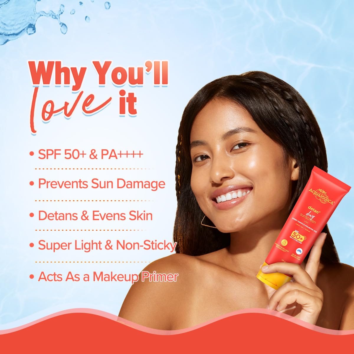Aqualogica - Detan+ Dewy Sunscreen Spf50+ (125g)