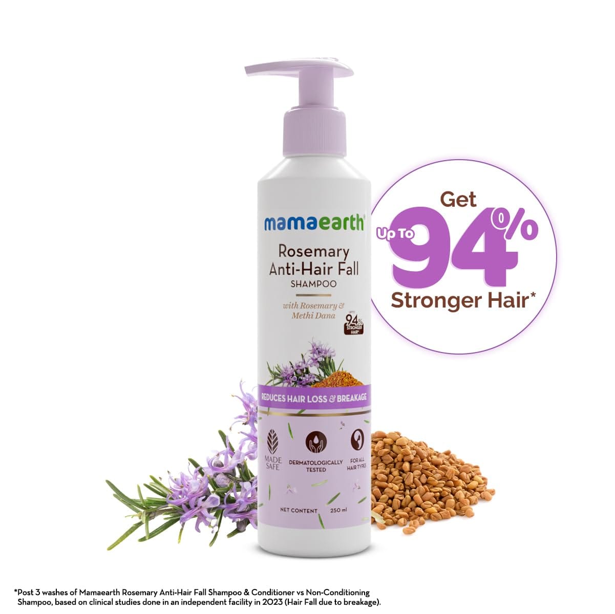 Mamaearth - Rosemary Anti - Hair Fall Shampoo (250ML) [Onion Hair Oil (100ML) Free]