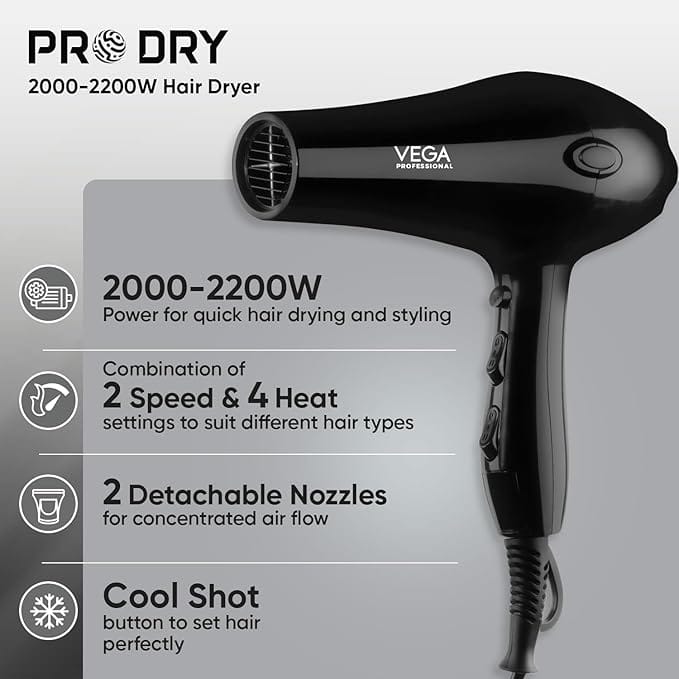 Vega Professional - Pro Dry 2000-2200W Hair Dryer (VHDT - 01)