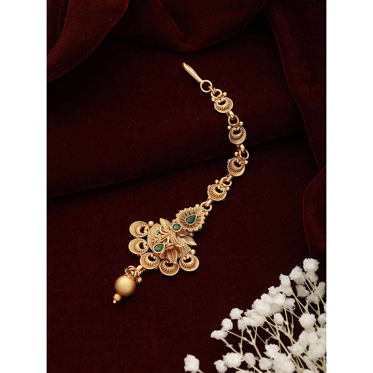 Aatmana Green Gold Plating Maang Tikka · One Size