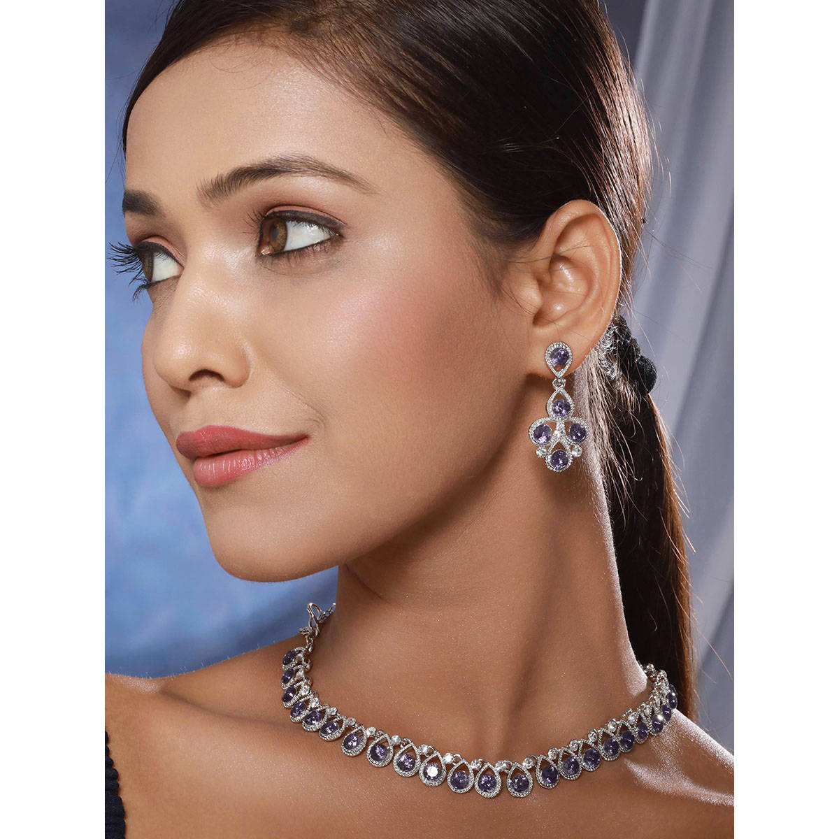 Aatmana Blue Silver Plating Necklace Set · One Size