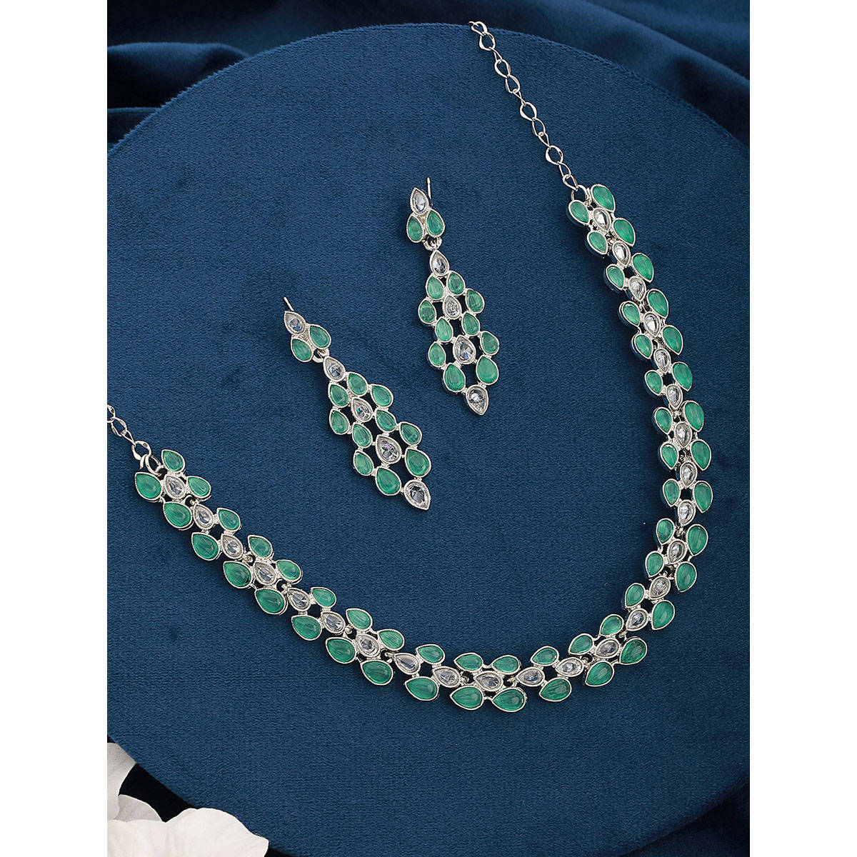 Aatmana Green Silver Plating Necklace Set · One Size