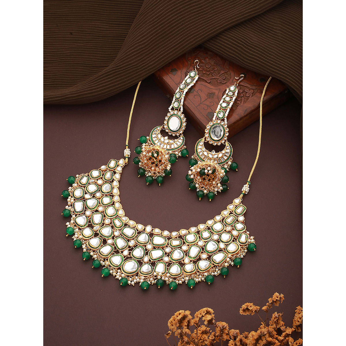 Aatmana Green Gold Plating Necklace Set · One Size