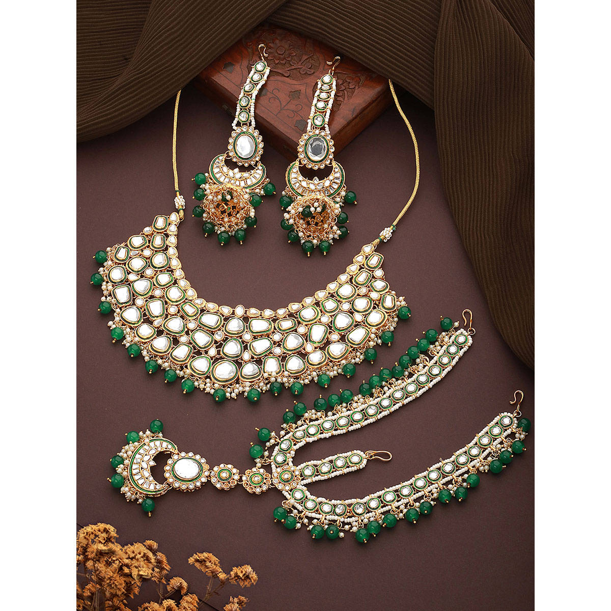 Aatmana Green Gold Plating Necklace Set · One Size