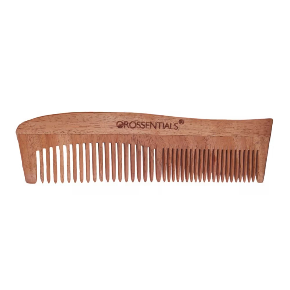 OROSSENTIALS Oil Treated Kacchi Neem Wooden Comb Two In Curved Comb (1pcs)