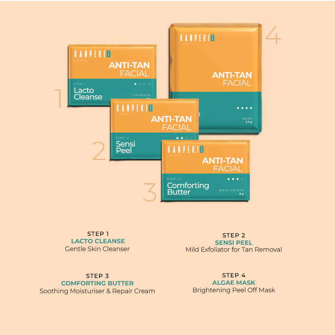 Kanpeki - Anti - Tan Facial With Algae Peel - Off Mask Turmeric & Lemon 4 Step After - Sun Facial Care