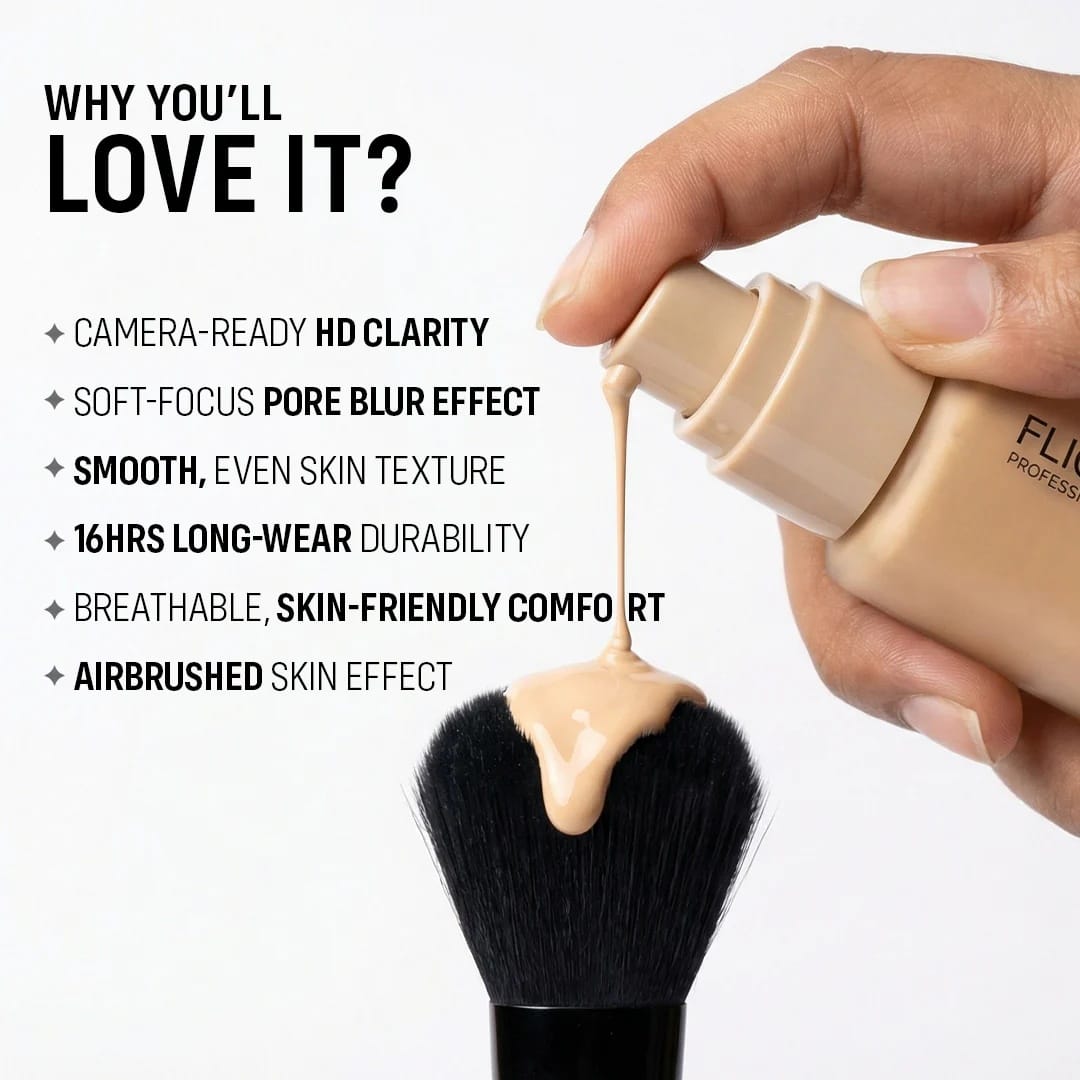 Flicka - High Coverage HD Liquid Foundation With SPF