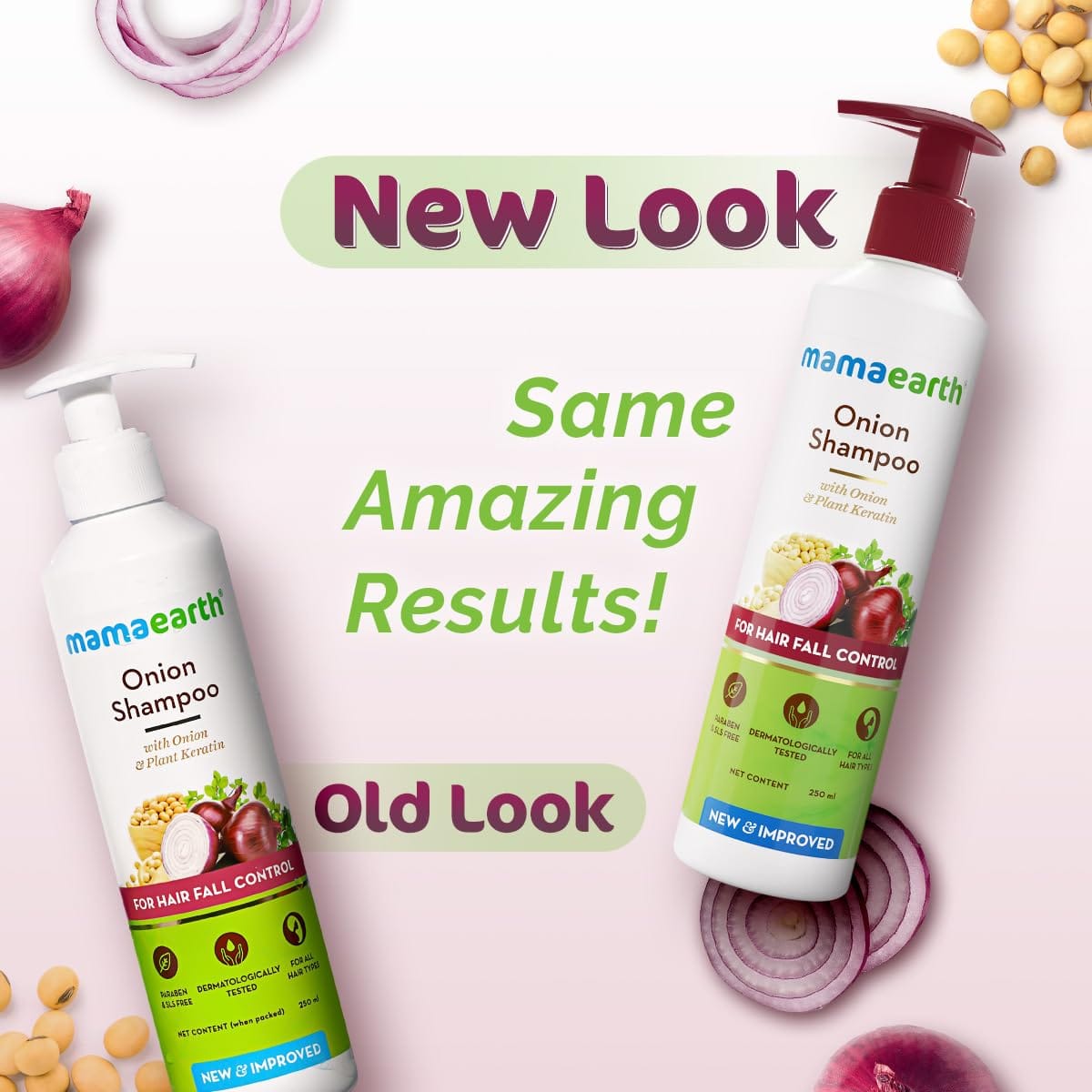 Mamaearth - Onion Shampoo With Onion & Plant Keratin (250ML) [Onion Hair Oil (100ML) Free]