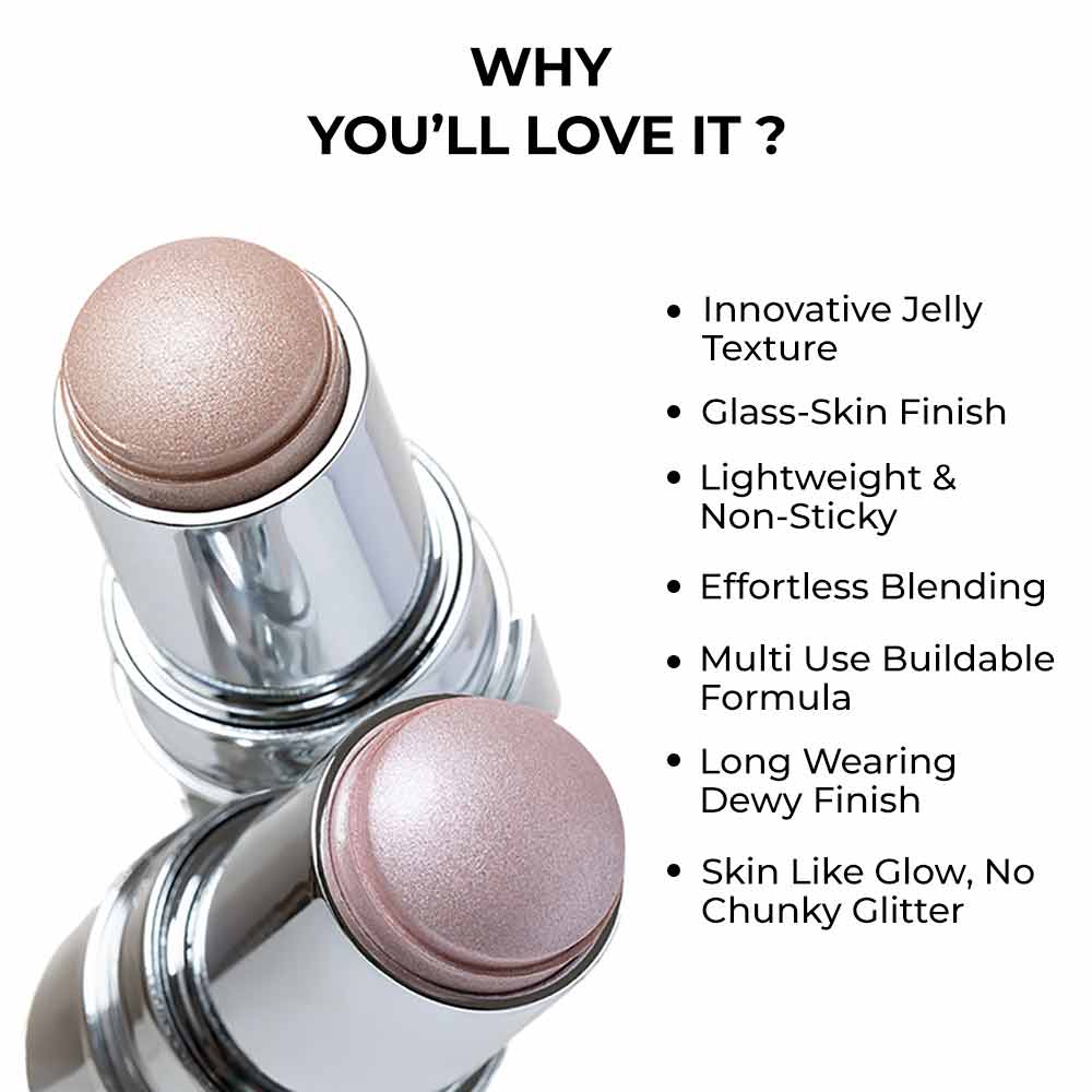 Praush Beauty ICY Glow Jelly Highlighter & Strobe Stick - Champagne (5g)