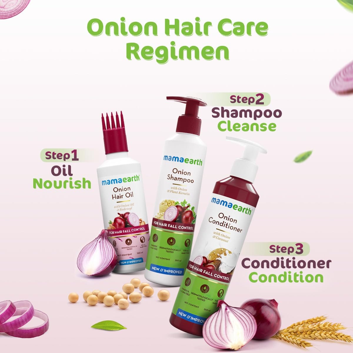 Mamaearth - Onion Shampoo With Onion & Plant Keratin (250ML) [Onion Hair Oil (100ML) Free]