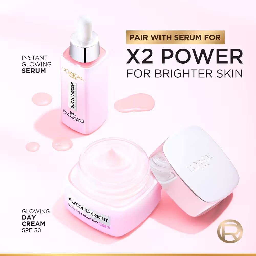 Loreal Paris - Glycolic Bright Glowing Cream Day SPF30 (50ML) [Buy 2 Get 1 Free]