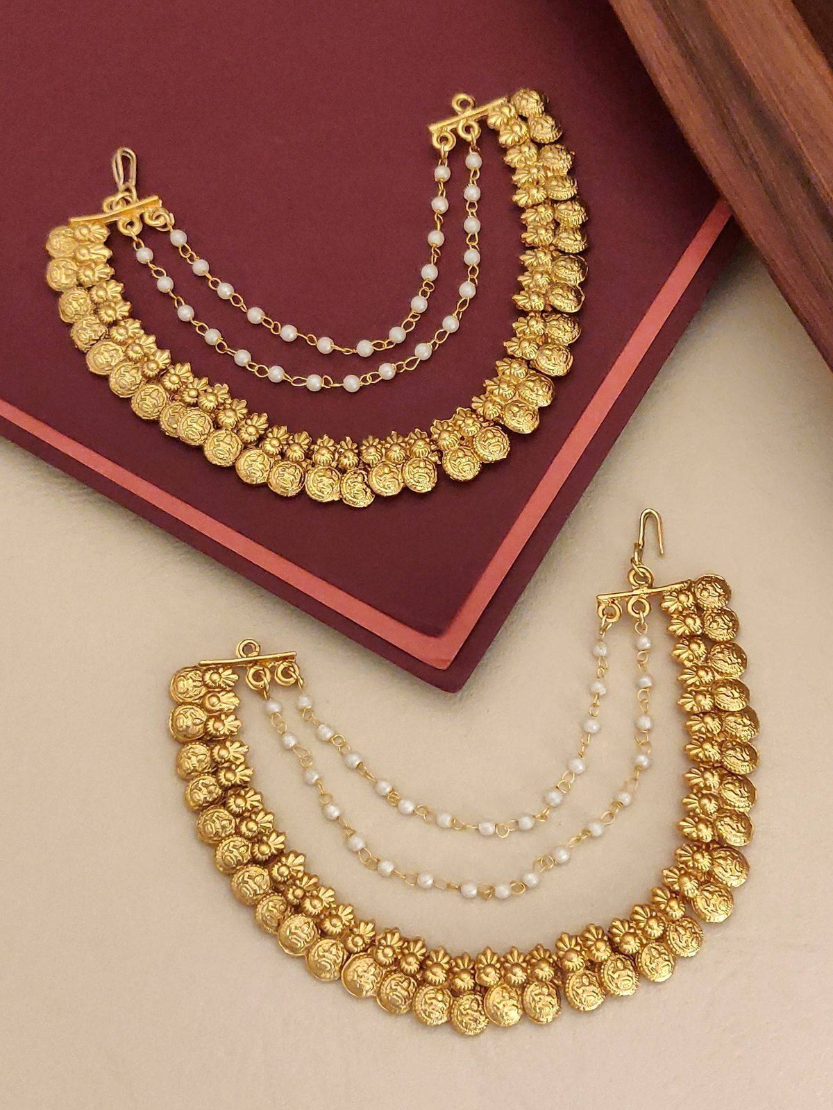 Abdesigns Gold-Plated Kemp Stone Studded Temple Ear Cuff Chain