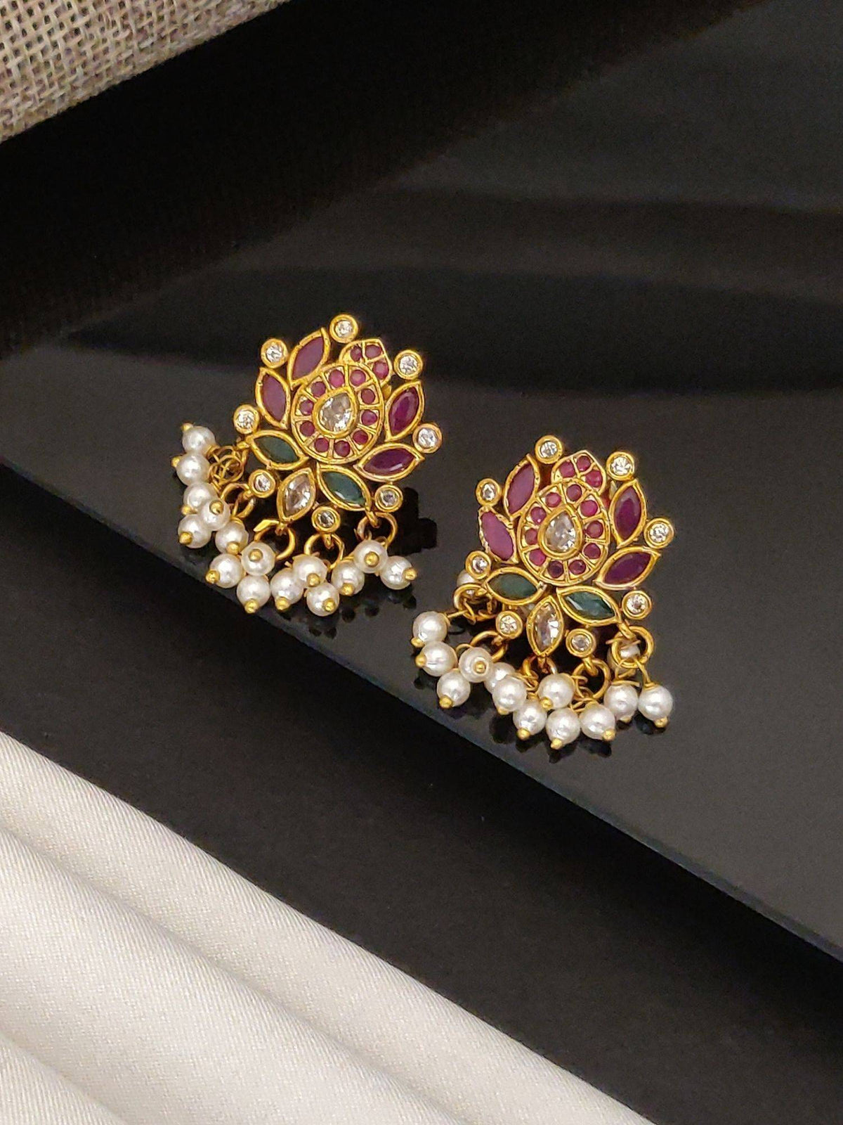 Abdesigns Attractive Lotus Multi Color Studs Earrings · One Size